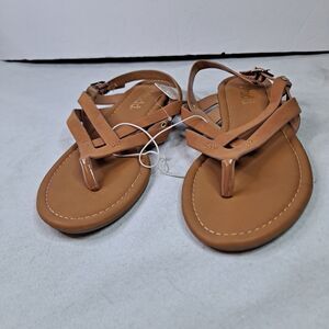 Mudd Aliba Thong Sandals Womens 8 Brown Faux Leather Flats Strappy